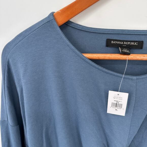 BANANA REPUBLIC NWT Slate Blue Long Sleeve Wrap Front Bodysuit // XL - Picture 6 of 12